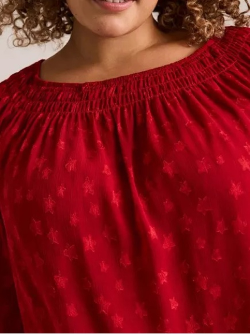Torrid NWT Festi Red Star Print Tie Back Long Sleeve Flowy Blouse Size 3X - Picture 4 of 10